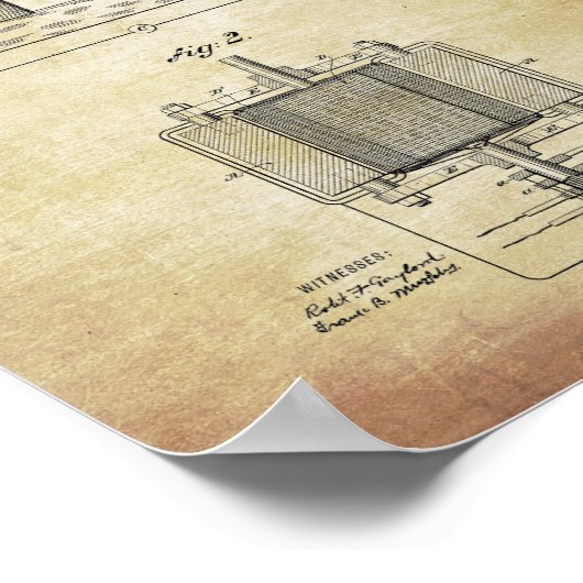  Tesla Electro Magnetic Motor Patent Poster (Hoek)
