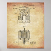  Tesla Electro Magnetic Motor Patent Poster (Voorkant)