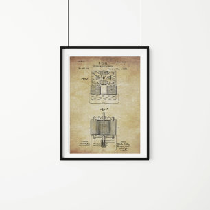 Tesla Electro Magnetic Motor Patent Poster
