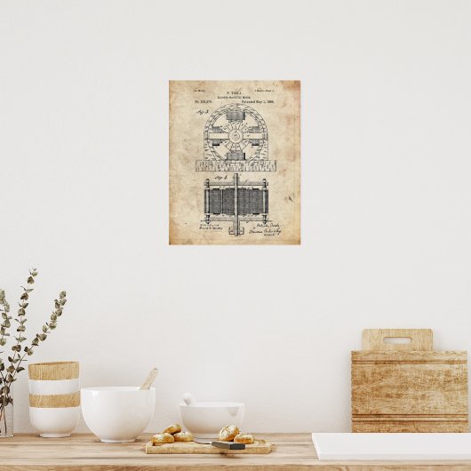 Tesla Electro Motor Patent Poster (Keuken)