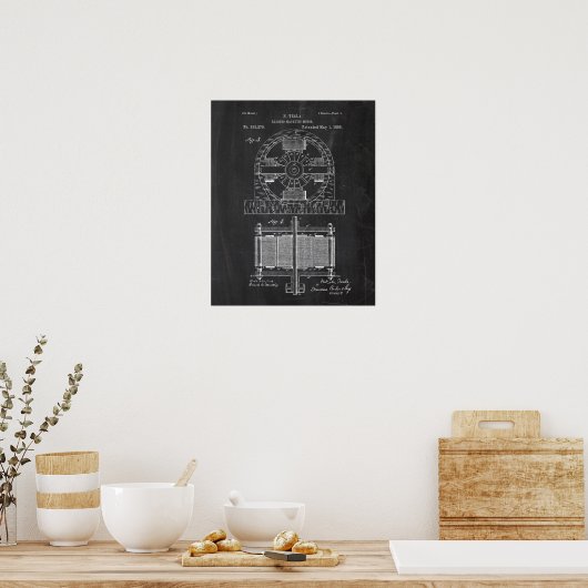 Tesla Electro Motor Patent Poster (Keuken)