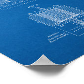 Tesla ElectroMagnetic Motor Patent - Blauwdruk Poster (Hoek)