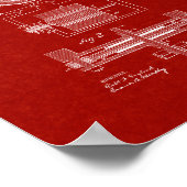 Tesla ElectroMagnetic Motor Patent - Burgundy Red Poster (Hoek)