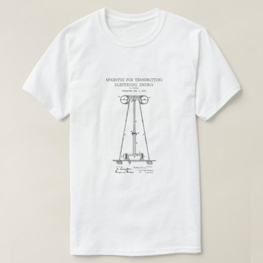 Tesla Energy Transmitter-patent T-shirt (Design voorkant)