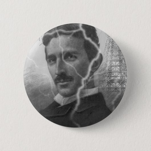 Tesla, het bliksemMan Ronde Button 5,7 Cm (Voorkant)