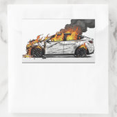 Tesla in brand rechthoekige sticker (Tas)