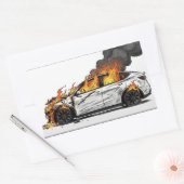 Tesla in brand rechthoekige sticker (Envelop)