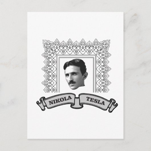 tesla in ronde briefkaart (Voorkant)