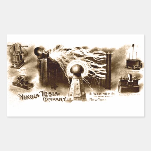 Tesla Letterhead Rechthoekige Sticker (Voorkant)