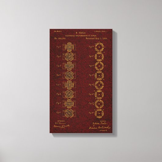 Tesla Patent 00382280 SHT 1 Canvas Afdruk (Voorkant)