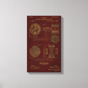 Tesla Patent 00382280 SHT 3 Canvas Afdruk