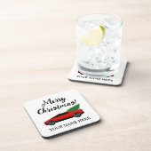 Tesla pickup truck carrying a Christmas tree Bier Onderzetter (Rechterzijde)