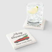 Tesla pickup truck hauling a Christmas tree Stenen Onderzetter (Zijkant)