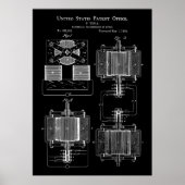 Tesla Power Transmitter 1888 Patent Poster (Voorkant)
