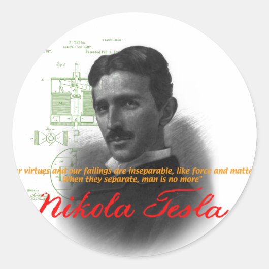 Tesla Ronde Sticker (Voorkant)
