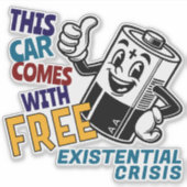 Tesla Spijt Bumper Cartoon Batterij Sticker (Voorkant)