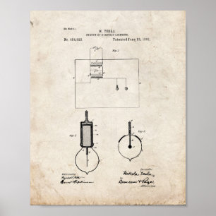 Tesla-systeem voor elektrische verlichting - oude  poster