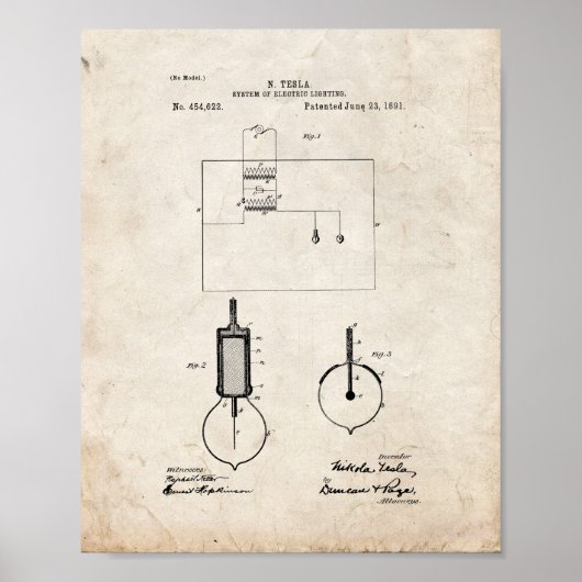 Tesla-systeem voor elektrische verlichting - oude  poster (Voorkant)