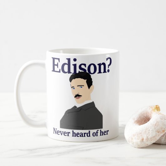 Tesla teasing Edison - heeft nog nooit van haar ge Koffiemok (Met donut)