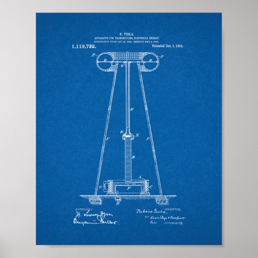 Tesla-toestellen voor het overbrengen van elektris poster (Voorkant)