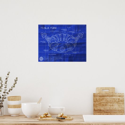 Tesla Tube Blueprints Poster (Keuken)