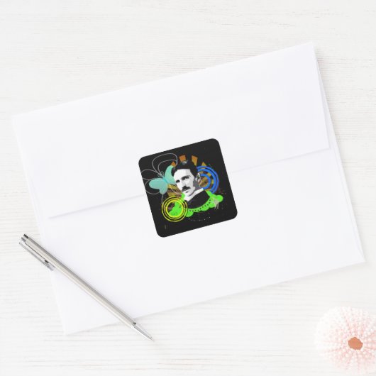 Tesla Vierkante Sticker (Envelop)