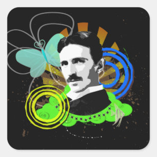 Tesla Vierkante Sticker