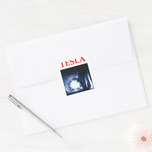 tesla vierkante sticker (Envelop)