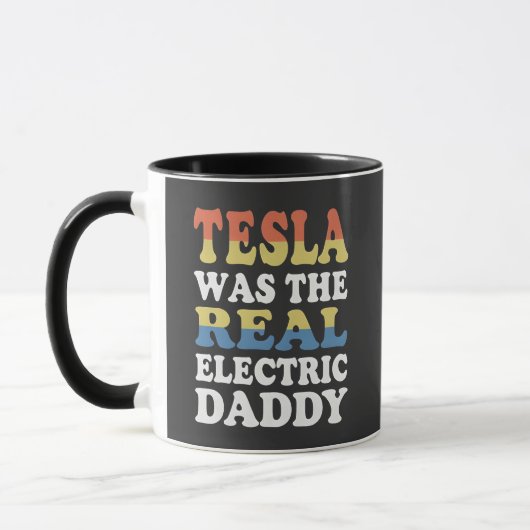 Tesla Was De Echte Elektrische Papa Grappige EV Fa Mok (Links)