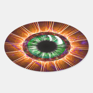 Tesla's andere Oogfractale kunst Ovale Sticker