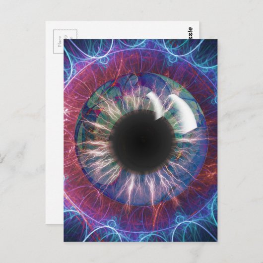 Tesla's Oogfractal Design Briefkaart (Voorkant / Achterkant)