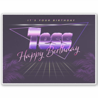Tess Name Vorname lila retro Sticker Geburtstag