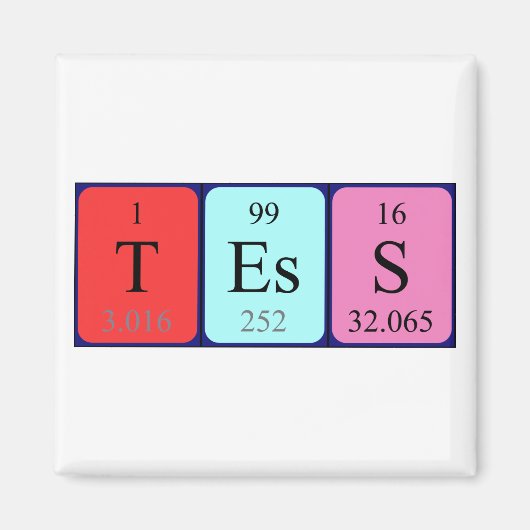 Tess periodieke table name magnet (Voorkant)