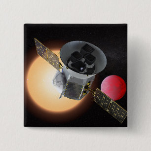 TESS Planeet Jager Ruimtevaartuig Vierkante Button 5,1 Cm