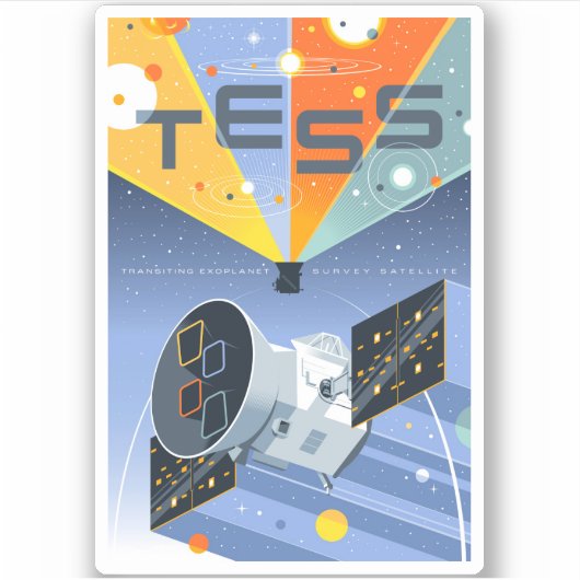 Tess Space Telescope Poster. Sticker (Voorkant)