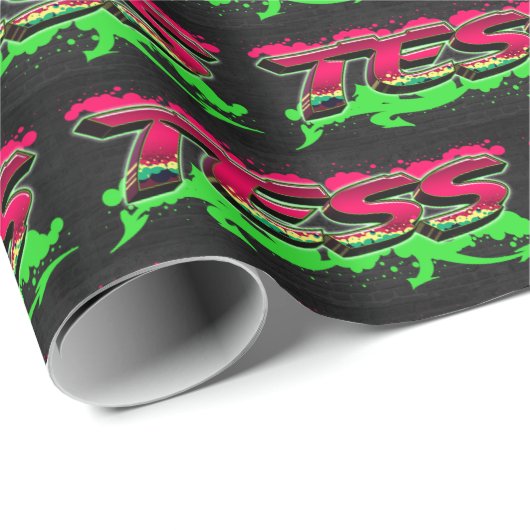 Tess Vorname Name Graffiti red green Cadeaupapier (Rol Hoek)