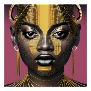 Tessa Queen Gouden Bruin Haar Zwart Melanine Afro Perfect Poster