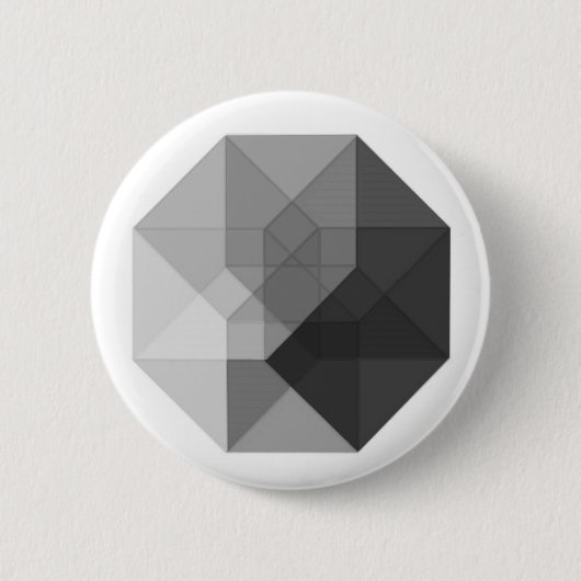 Tesseract (grijswaarden) ronde button 5,7 cm (Voorkant)