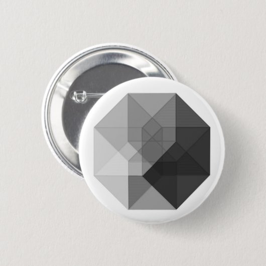 Tesseract (grijswaarden) ronde button 5,7 cm (Voorkant /achterkant)