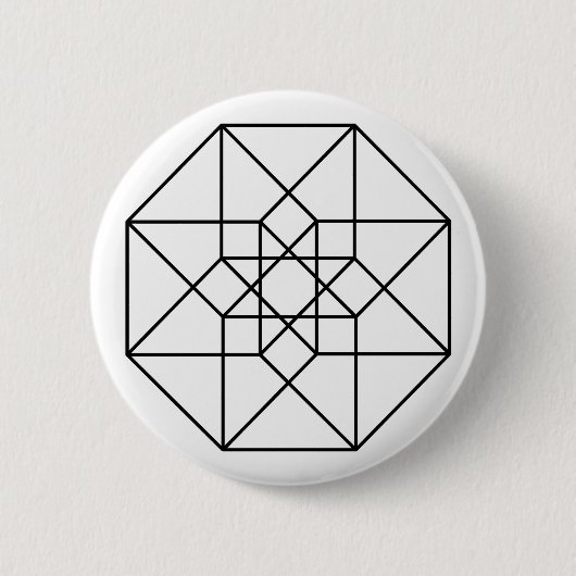 Tesseract (zwarte omtrek) ronde button 5,7 cm (Voorkant)