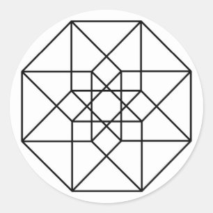 Tesseract (zwarte omtrek) ronde sticker