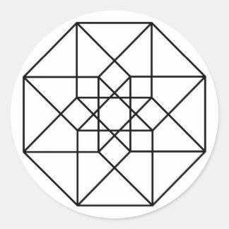 Tesseract (zwarte omtrek) ronde sticker