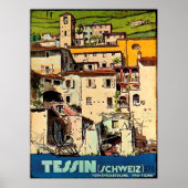 Tessin-huizen voor de haven van de stad, Zwitserla Poster (Voorkant)