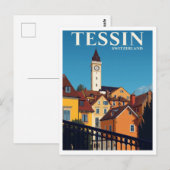 Tessin Switzerland Travel Poster Briefkaart (Voorkant / Achterkant)