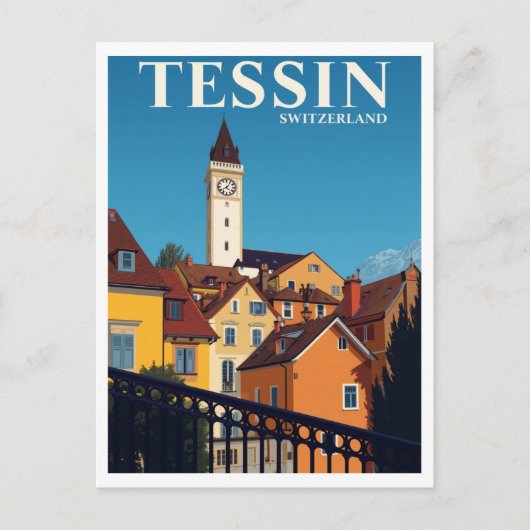 Tessin Switzerland Travel Poster Briefkaart (Voorkant)