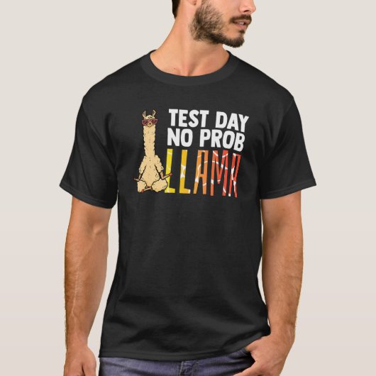 Test Day No Prob Llama Nerd Llama Teacher Alpaca 1 T-shirt (Voorkant)