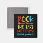 Test Day Rock De Test Niet Stress Teacher Testen Magneet (Voorkant / Achterkant)