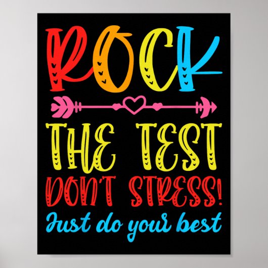 Test Day Rock De Test Niet Stress Teacher Testen Poster (Voorkant)