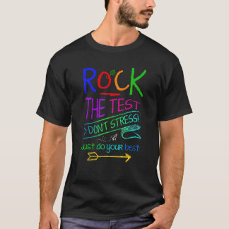 Test Day Rock: Test Rainbow Leopard Teacher Stu T-shirt