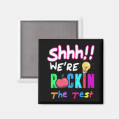 Test Day Rock The Test Rainbow Teacher Student Magneet (Voorkant / Achterkant)
